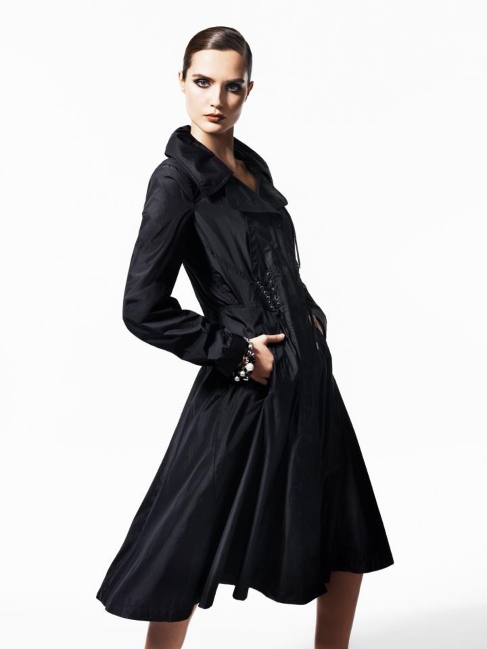 Creenstone Whimsigoth Fit and Flare Corseted Trench Coat